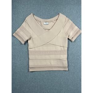 Sandro Paris Sweater Women's Small Pink Stretch Ribbed Off The Shoulder